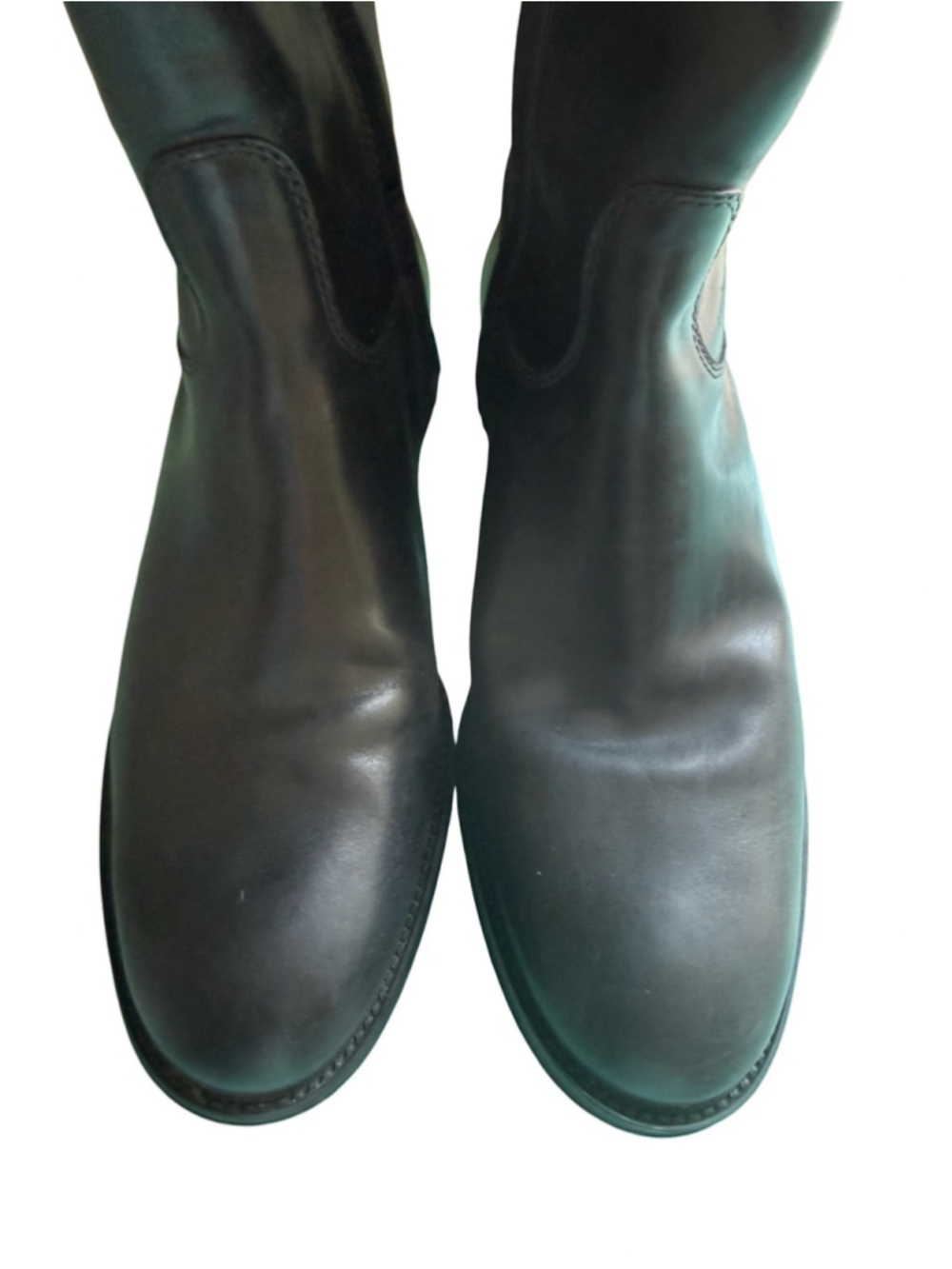 Tod’s Progetto Gomma Two Tone Leather Knee High Riding Boots Black Brown Size 36 - Picture 10 of 14